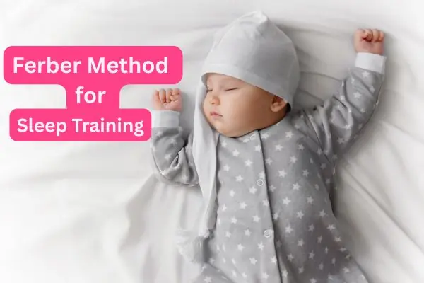 Baby following the Ferber Method for sleep training with parents using the step-by-step routine