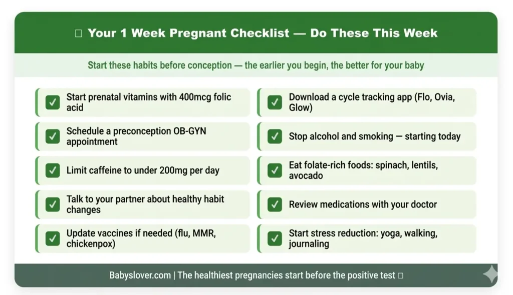 1 week pregnant checklist pdf