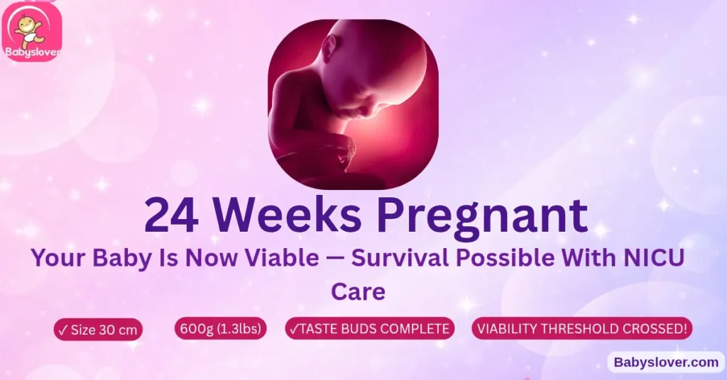 24 weeks pregnant viability week corn baby eyelids opening taste buds complete gestational diabetes screening glucose challenge test 600 grams 30cm