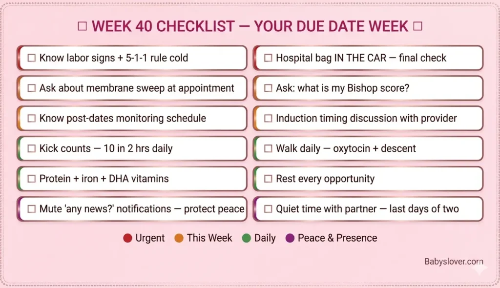 40 weeks pregnant due date checklist what to do this week