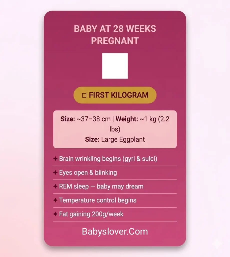 baby development at 28 weeks pregnant size weight milestones