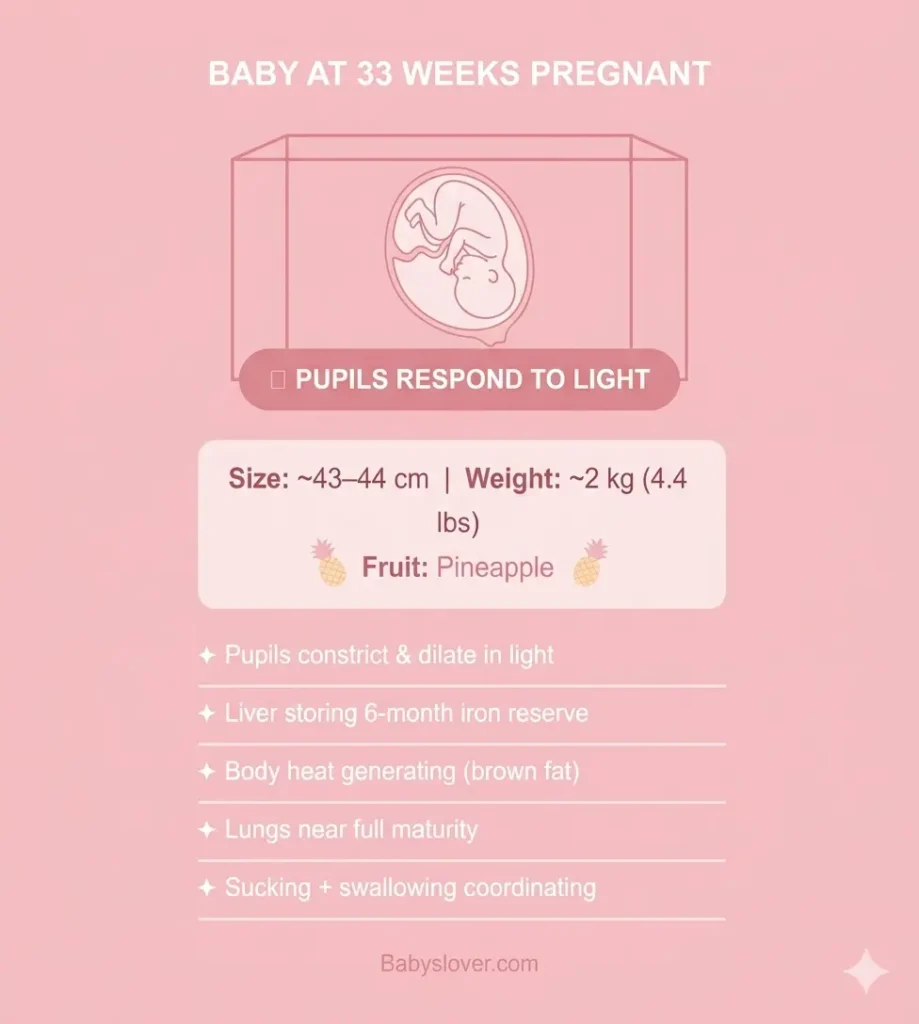 baby development at 33 weeks pregnant pineapple size weight milestones