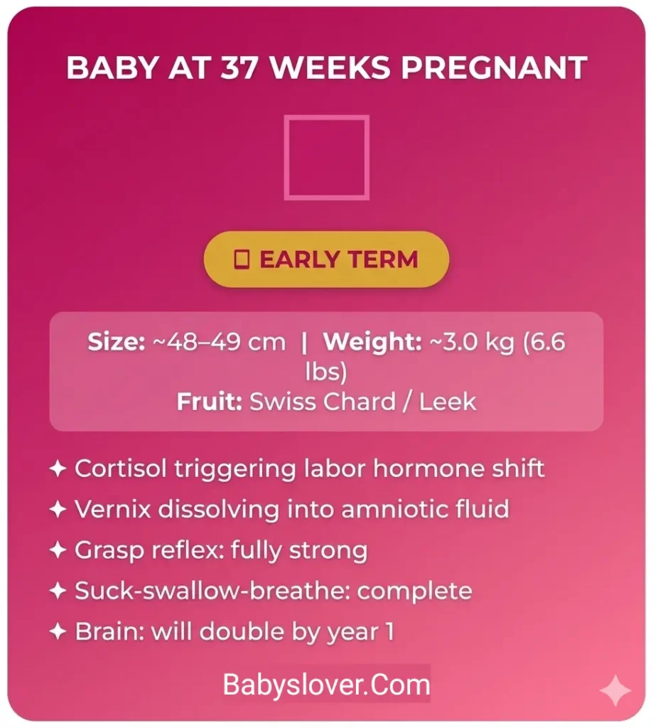 baby development at 37 weeks pregnant swiss chard size weight milestones