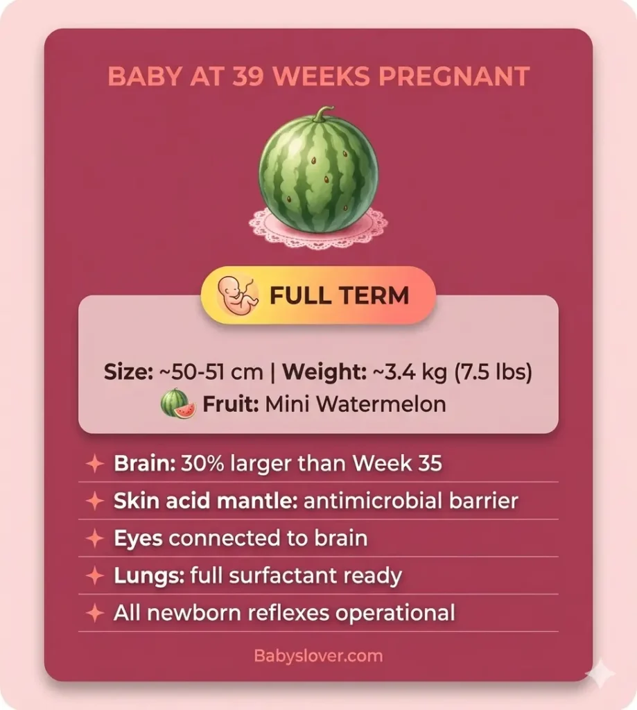 baby development at 39 weeks pregnant full term mini watermelon size milestones