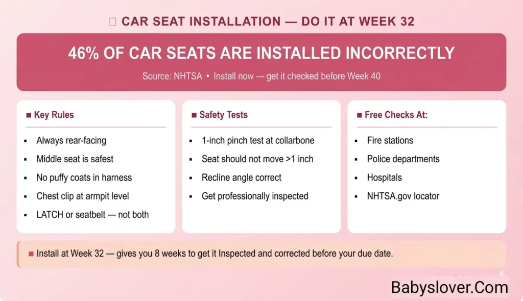 car seat installation guide 32 weeks pregnant newborn safety
