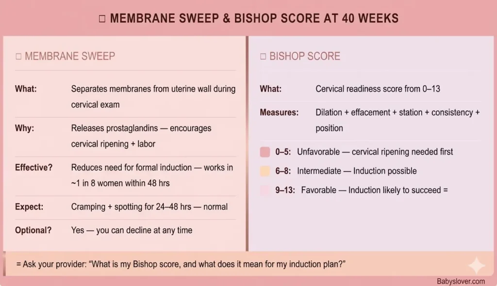 membrane sweep Bishop score 40 weeks pregnant cervical ripening explained