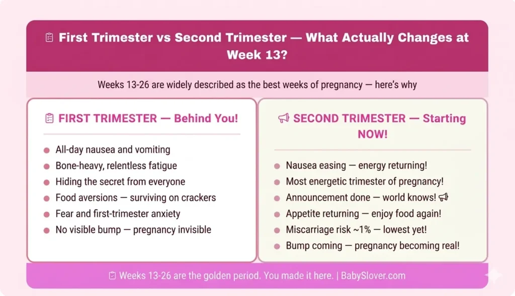 second trimester starts 13 weeks what changes golden period energy returns nausea eases bump shows