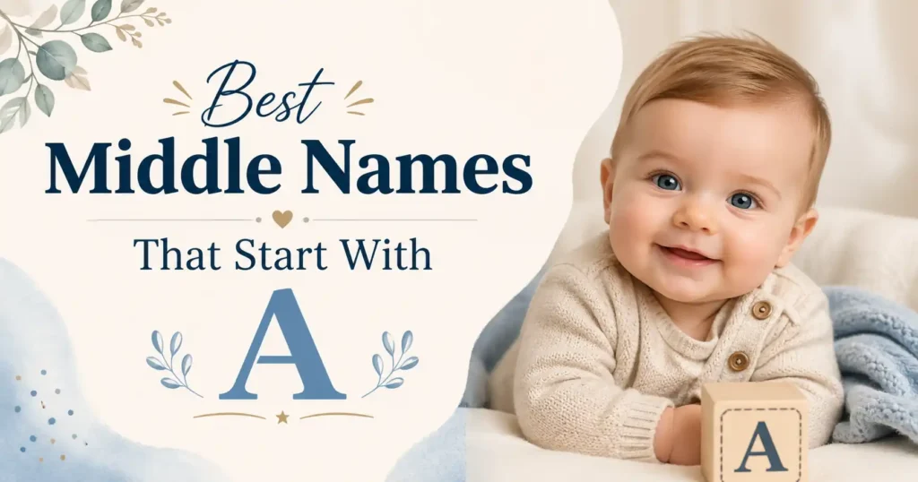 A comprehensive guide showing popular middle names that start with A, arranged in alphabetical order with meanings and origins for parents choosing baby names